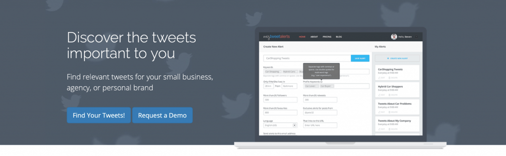 MyTweetAlerts Twitter Monitoring tool for PR Activities