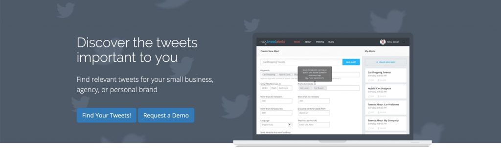 MyTweetAlerts Twitter monitoring tool for email alerts